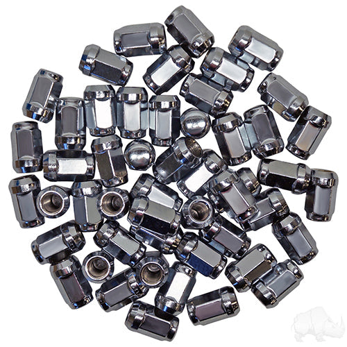 Lug Nut -  BOX OF 50 -  Chrome Closed End Metric 12mm-1.25 -  OD 3/4"