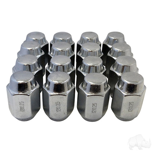 Lug Nut -  BOX OF 16 -  Chrome Closed End Metric 12mm-1.25 -  OD 3/4"
