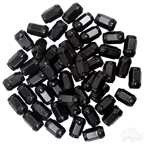 Lug Nut -  BOX OF 50 -  Gloss Black Closed End Standard 1/2"-20 -  OD 3/4"