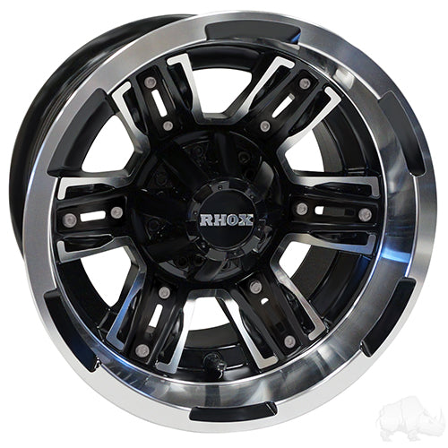 12" Golf Cart Wheel - Machined Matte Black Rim - 12x7 ET-25