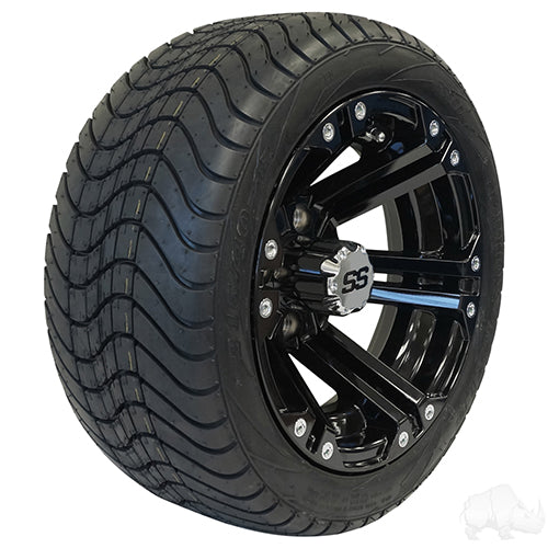 12" Golf Cart Wheel -  Black Colored Rim & Center Cap -  12x7 ET-25
