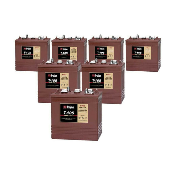 Trojan 6 Volt Golf Cart Battery T-105 6V/225Ah (7 Pack, 42V)