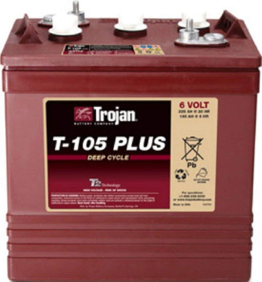 Trojan T-105 6V/225Ah 6 Volt Golf Cart Battery (1 Pack, 6V)