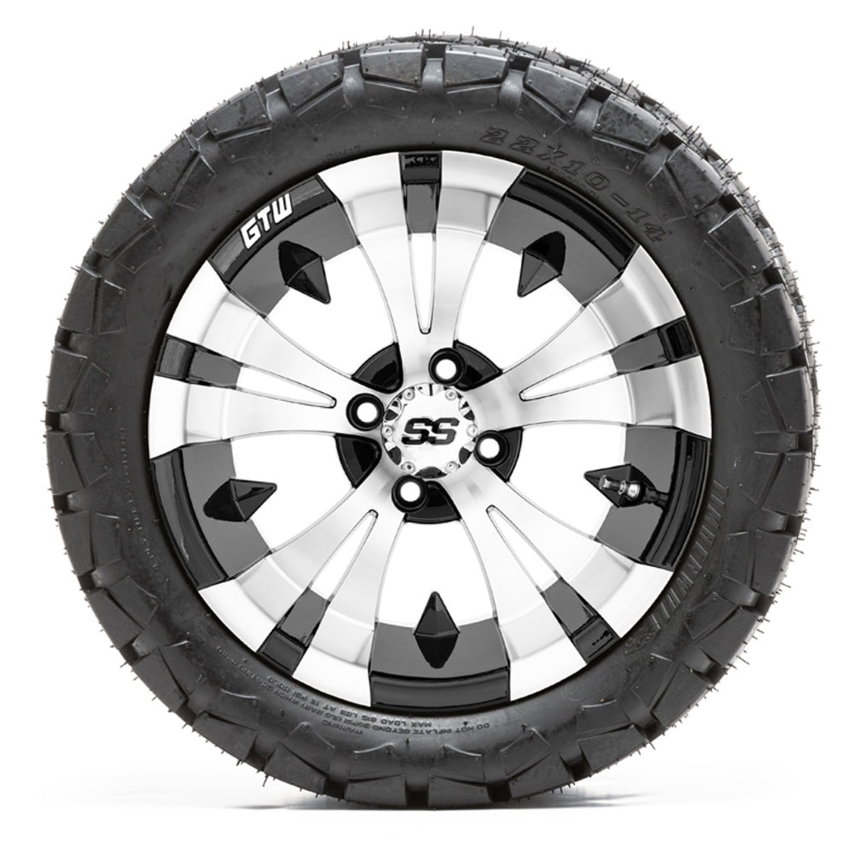 14" GTW Vampire Black and Machined Wheels with 22" Timberwolf Mud Tires "‚Äö√Ñ√∫ Set of 4