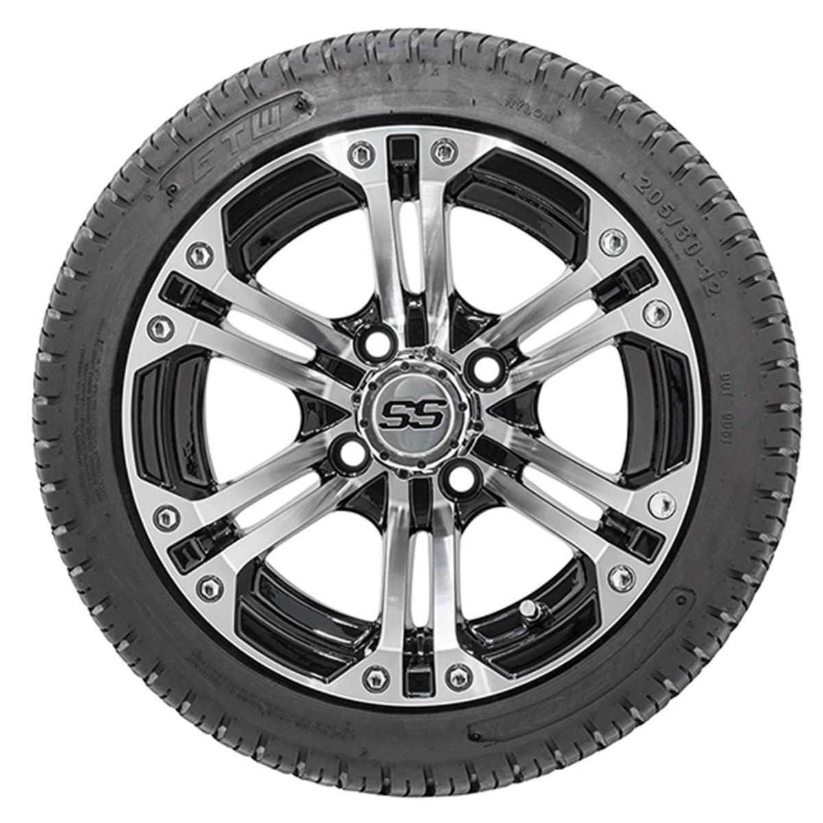 12" GTW Specter Black and Machined Wheels with 18" Fusion DOT Street Tires "‚Äö√Ñ√∫ Set of 4