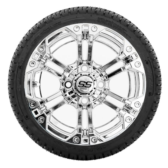 12" GTW Specter Chrome Wheels with 18" Fusion DOT Street Tires  Set of 4