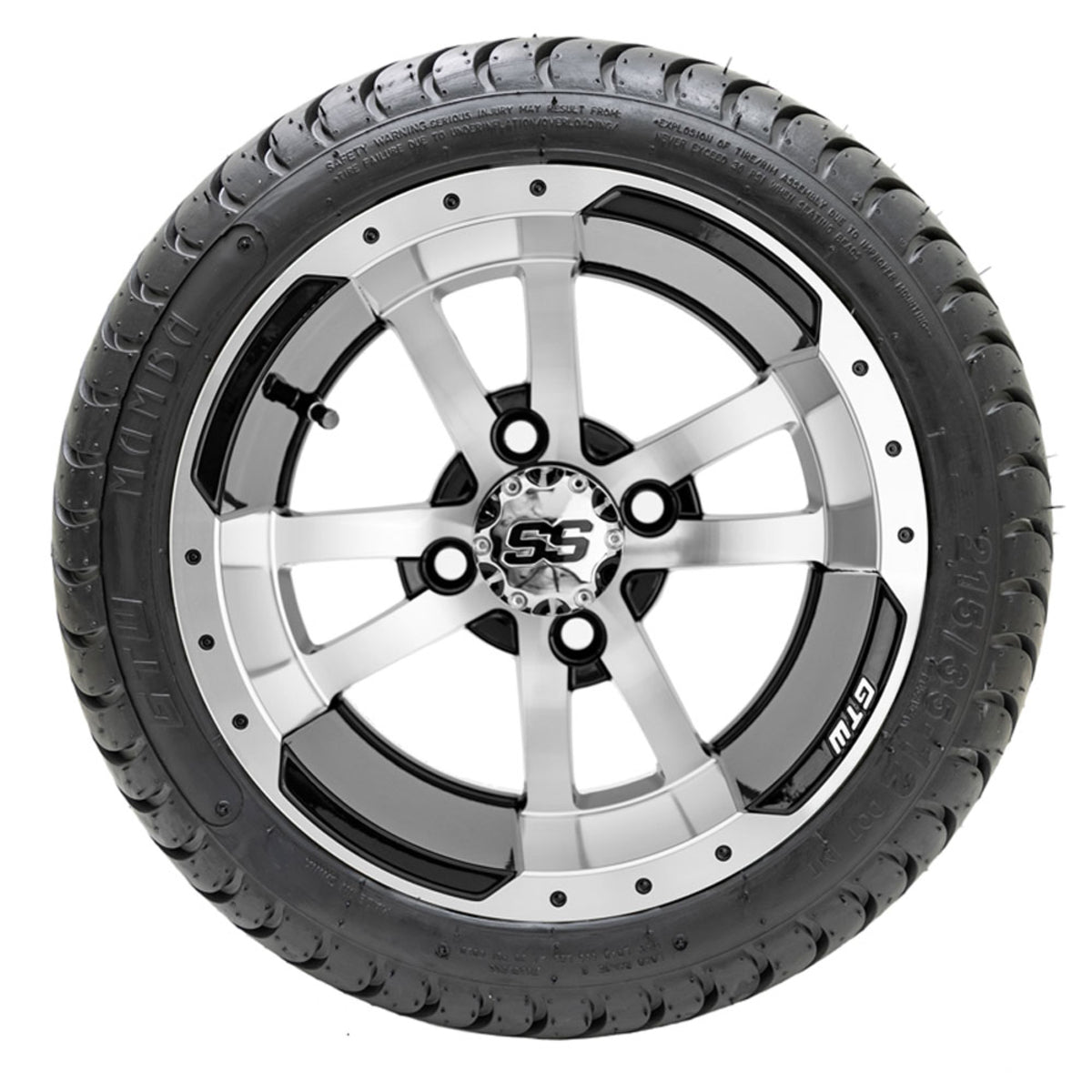 12" GTW Storm Trooper Black and Machined Wheels with 18" Mamba DOT Street Tires "‚Äö√Ñ√∫ Set of 4
