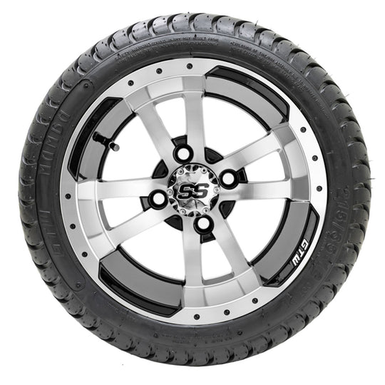 12" GTW Storm Trooper Black and Machined Wheels with 18" Mamba DOT Street Tires  Set of 4