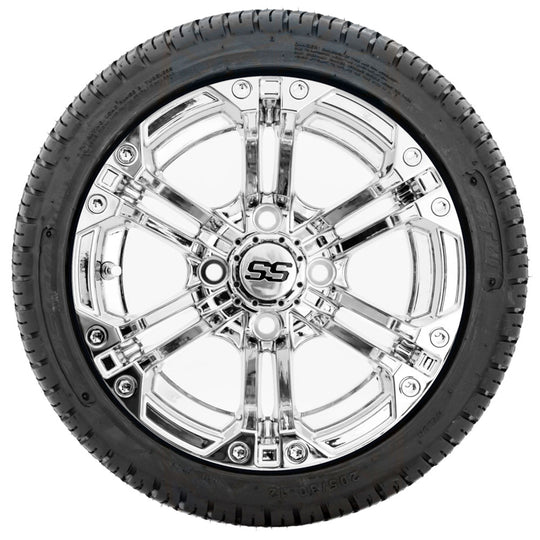 12" GTW Specter Chrome Wheels with Fusion DOT Street Tires  Set of 4