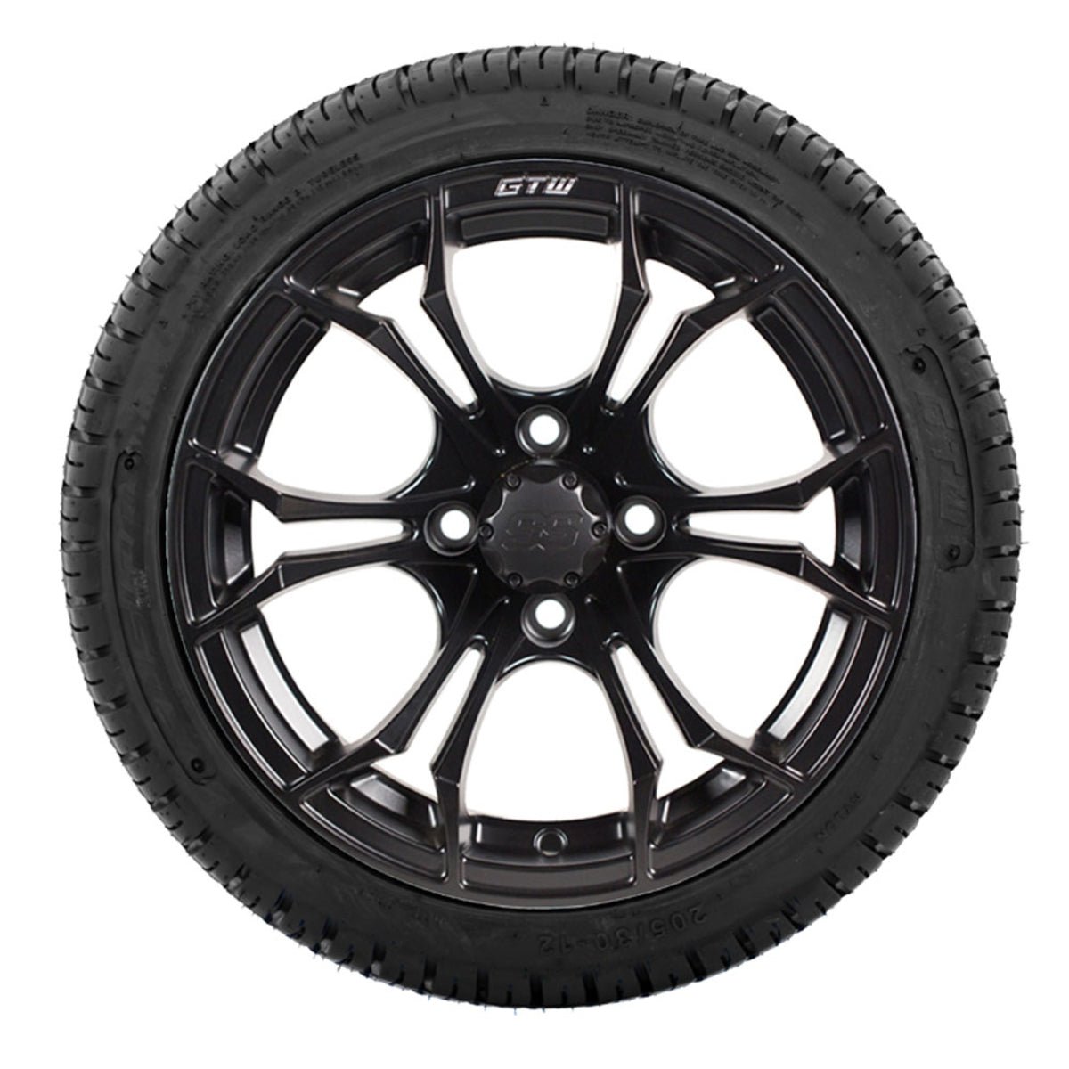 12" GTW Spyder Matte Black Wheels with 18" Fusion DOT Street Tires "‚Äö√Ñ√∫ Set of 4