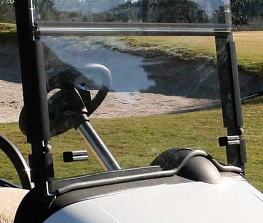 Tinted EZGO RXV Folding Windshield With Rubber Trim (Years 2008-Up)