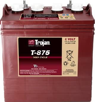 Trojan 8 Volt T-875 Golf Cart Battery 8V/170Ah (1 Pack - 8V)